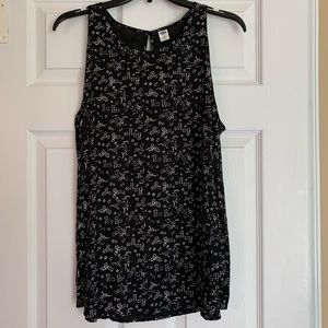 Old Navy Black & White Floral Print Tank Top XL